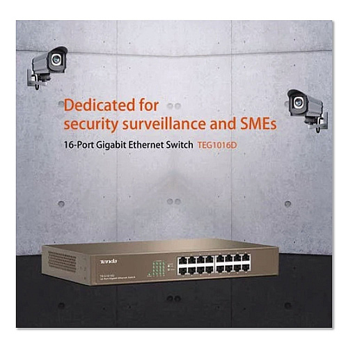 Tenda TEG1016D 10/100/1000Mbps Ethernet Unmanaged Switch, 16 Ports