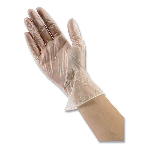 AMBITEX V200 Series Powder-Free Vinyl Exam Gloves, Small, 4 mil Thick, 9" Long, Clear, 100/Box, 10 Boxes/Carton (VSM200CT)