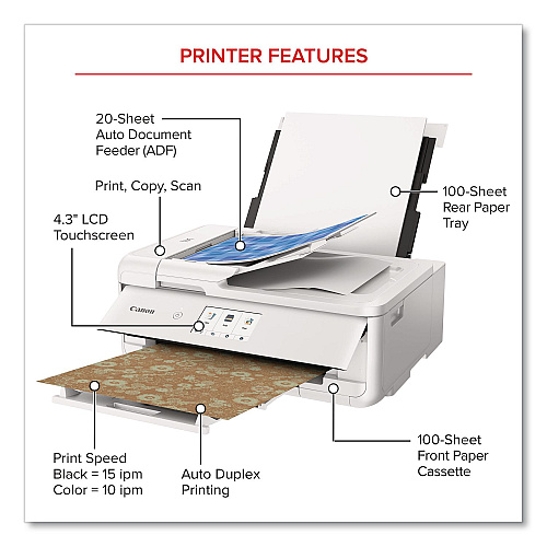 Canon PIXMA TS9521Ca Inkjet Printer, Copy/Print/Scan (2988C052)