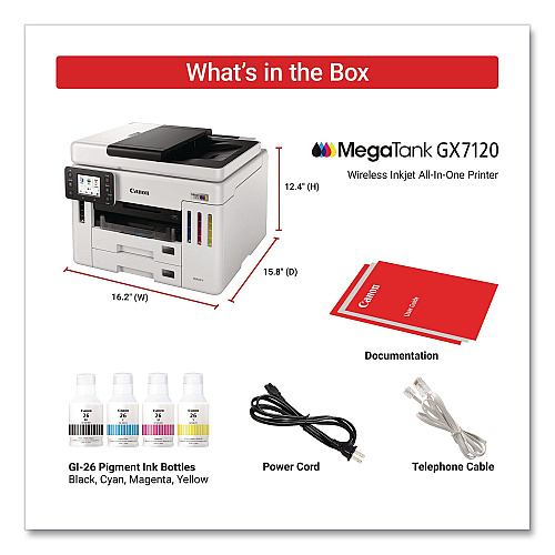 Canon MegaTank GX7120 All-in-One Printer, Copy/Fax/Print/Scan (6880C002)