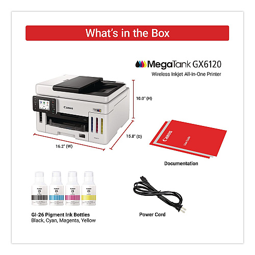 Canon MegaTank GX6120 All-in-One Printer, Copy/Print/Scan (6882C002)