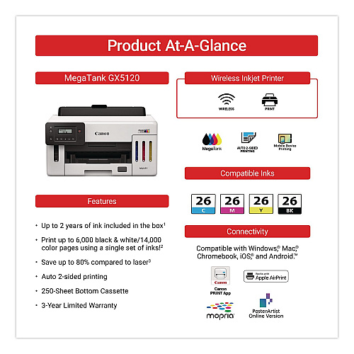 Canon MAXIFY GX5120 Wireless Inkjet Printer (6884C002)