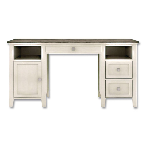 Whalen Abington Two-Pedestal Wood Computer Desk, 60" x 23.63" x 30.25", Dusty Aged Oak/Antique White (SPUSABTD)