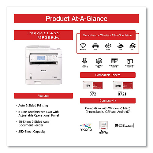 Canon imageCLASS MF289dw, Copy/Fax/Print/Scan (6354C005)