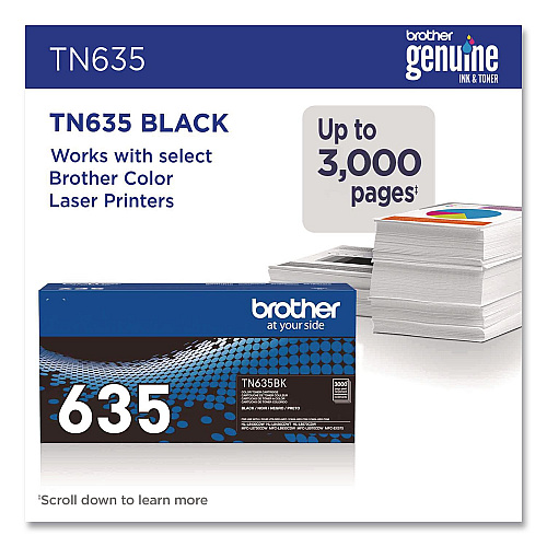 Brother TN635 Toner, 3,000 Page-Yield, Black (TN635BK)