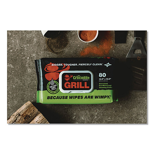 Crocodile Cloth Grill Cleaning Cloths, 10 x 15, White, 80/Pack (6600080)