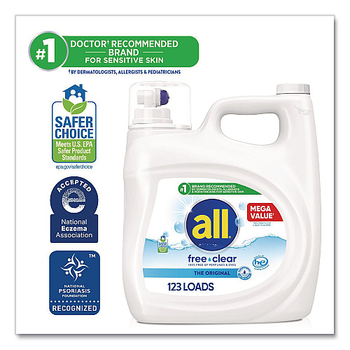 All Free Clear HE Laundry Detergent, 154 oz Bottle, 2/Carton (47465)