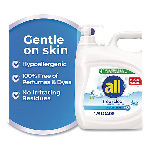 All Free Clear HE Laundry Detergent, 154 oz Bottle, 2/Carton (47465)