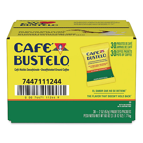 Cafe Bustelo Decaffeinated Espresso Ground Coffee, 2 oz Fraction Pack, 30/Carton (11244)