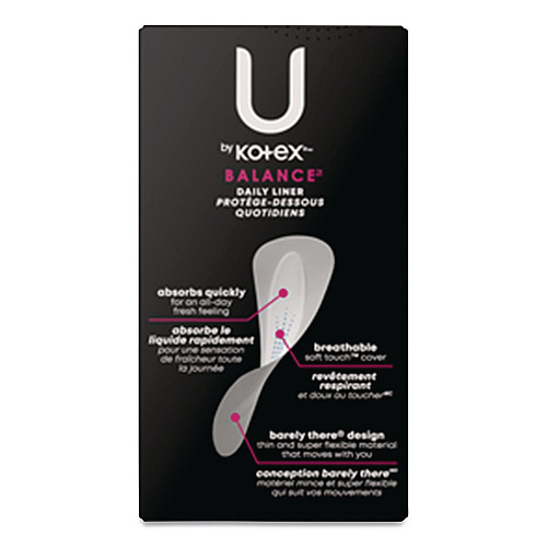 Kotex Balance Daily Wrapped Panty Liners, Light Absorbency, 50/Pack, 8 Packs/Carton (42489)