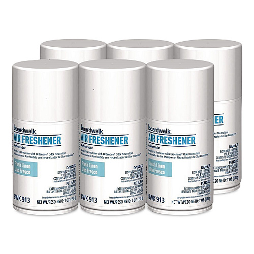 Boardwalk Metered Air Freshener Refill, Fresh Linen, 7 oz Aerosol Can, 6/Carton (913)