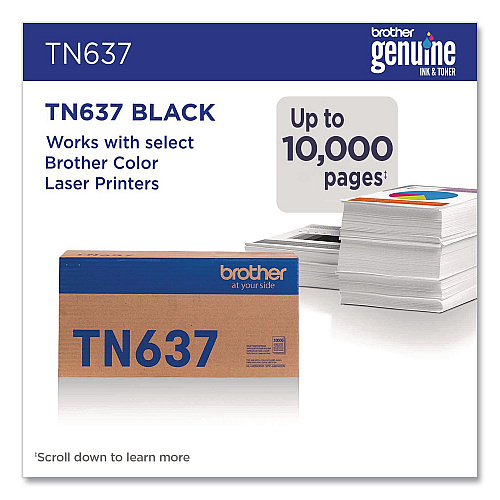 Brother TN637 Ultra High-Yield Toner, 10,000 Page-Yield, Black (TN637BK)