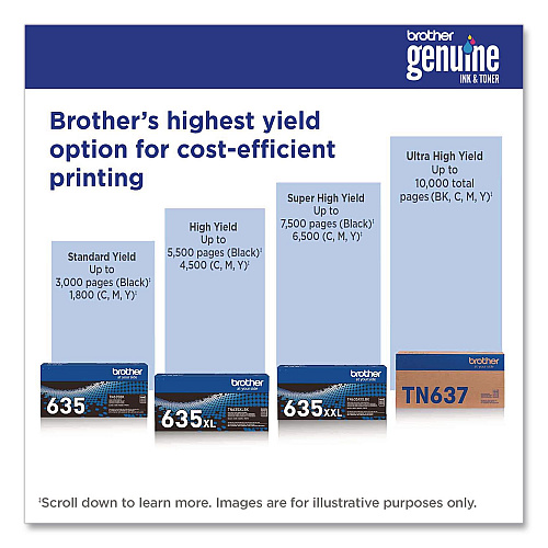 Brother TN637 Ultra High-Yield Toner, 10,000 Page-Yield, Cyan (TN637C)