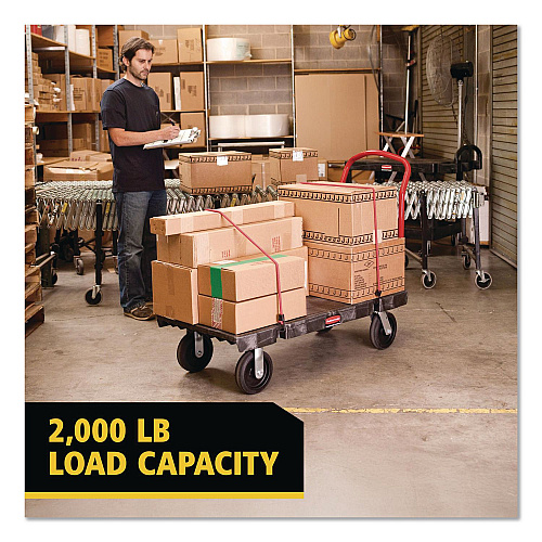 Rubbermaid Commercial Platform Truck with 8" TPR Casters, 2,000 lb Capacity, 30 x 60 x 7, Black (4466BLA)