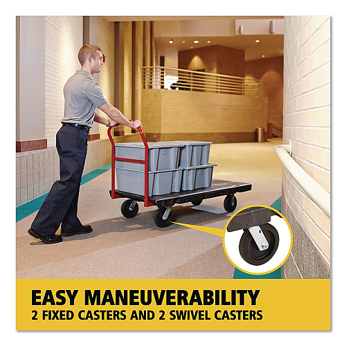 Rubbermaid Commercial Platform Truck with 8" TPR Casters, 2,000 lb Capacity, 30 x 60 x 7, Black (4466BLA)