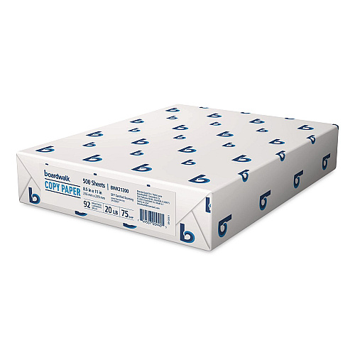 Boardwalk Copy Paper, 92 Bright, 20 lb Bond Weight, 8.5 x 11, White, 500 Sheets/Ream, 10 Reams/Carton (21200)