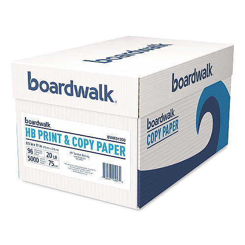 Boardwalk High-Bright Multipurpose Paper, 96 Bright, 20 lb Bond Weight, 8.5 x 11, White, 500 Sheets/Ream, 10 Reams/Carton (91200)