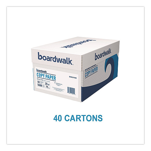 Boardwalk Copy Paper, 92 Bright, 20 lb Bond Weight, 8.5 x 11, White, 500 Sheets/Ream, 10 Reams/Carton, 40 Cartons/Pallet (21200PLT)