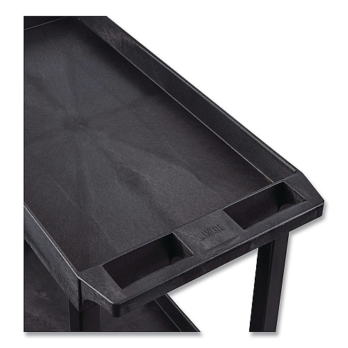 Luxor TUFFY XL Three-Shelf Heavy-Duty Multipurpose Utility Cart, Plastic, 375 lb Capacity, 35.25" x 18" x 37.25", Black (EC111HDB)