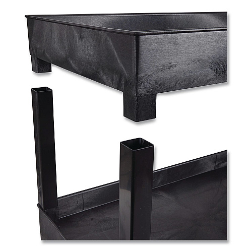 Luxor TUFFY XL Three-Shelf Heavy-Duty Multipurpose Utility Cart, Plastic, 375 lb Capacity, 35.25" x 18" x 37.25", Black (EC111HDB)