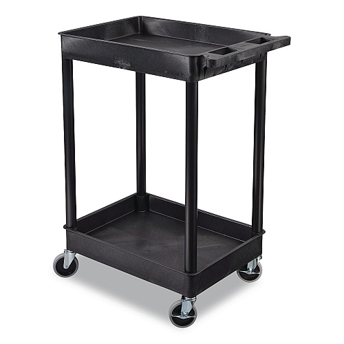 Luxor ENDURA Two-Shelf Utility Cart, Plastic, 300 lb Capacity, 26.5" x 18.5" x 37.5", Black (STC11B)