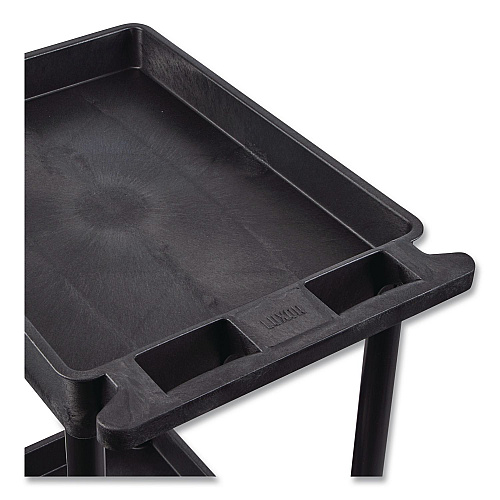 Luxor ENDURA Three-Shelf Utility Cart, Plastic, 300 lb Capacity, 26.5" x 18.5" x 39.25", Black (STC111B)