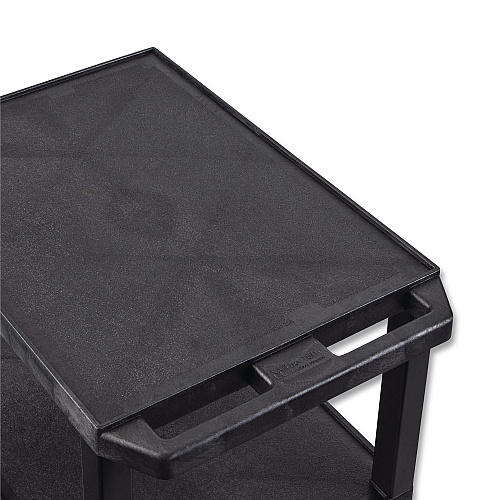 Luxor TUFFY Three-Shelf Multipurpose Utility Cart, Plastic, 300 lb Capacity, 26.5" x 18.5" x 34", Black (WT34S)