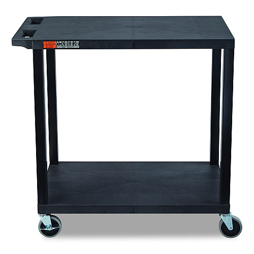 Luxor TUFFY XL Two-Shelf Multipurpose Utility Cart, Plastic, 400 lb Capacity, 35.25" x 18" x 33, Black (EC22B)