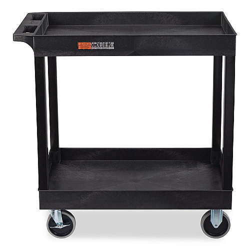 Luxor TUFFY XL Two-Shelf Heavy-Duty Multipurpose Utility Cart, Plastic, 500 lb Capacity, 35.25" x 18" x 35.5", Black (EC11HDB)