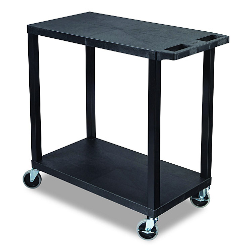 Luxor TUFFY XL Two-Shelf Multipurpose Utility Cart, Plastic, 400 lb Capacity, 35.25" x 18" x 33, Black (EC22B)