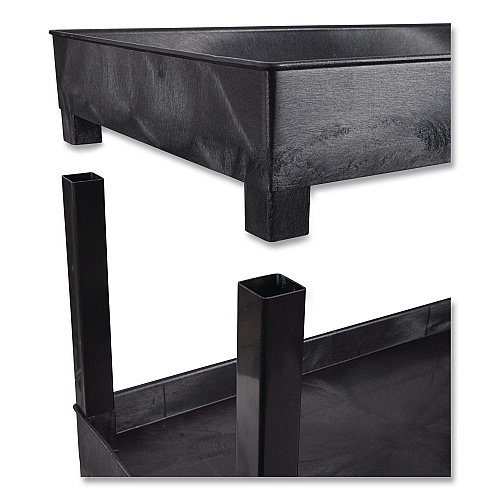 Luxor TUFFY XL Two-Shelf Heavy-Duty Multipurpose Utility Cart, Plastic, 500 lb Capacity, 35.25" x 18" x 35.5", Black (EC11HDB)