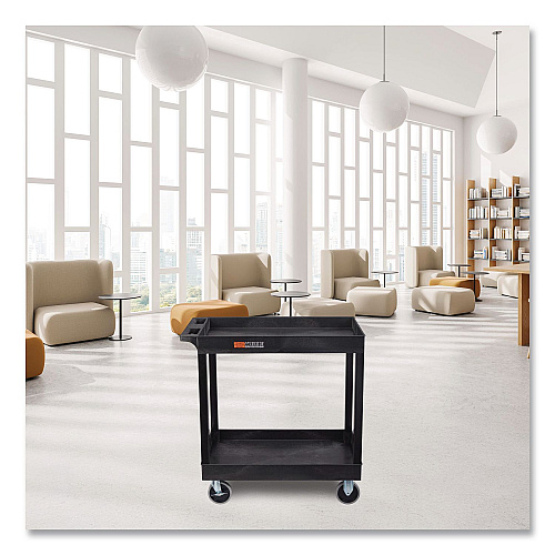 Luxor TUFFY XL Two-Shelf Heavy-Duty Multipurpose Utility Cart, Plastic, 500 lb Capacity, 35.25" x 18" x 35.5", Black (EC11HDB)