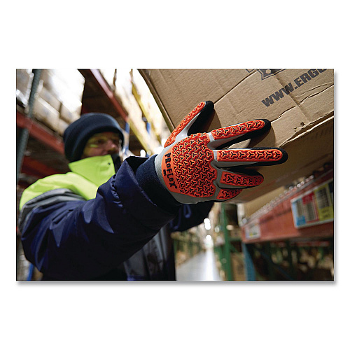 ergodyne ProFlex 7521 Thermal Coated Impact-Resistant Gloves, EN388:2131X, 7.5" Long, 3X-Large (12), Gray/Black/Orange, Pair (17647)