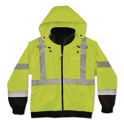 ergodyne GloWear 8379 Class 3 Hi-Vis Fleece Lined Bomber Jacket, X-Small, Lime (24471)