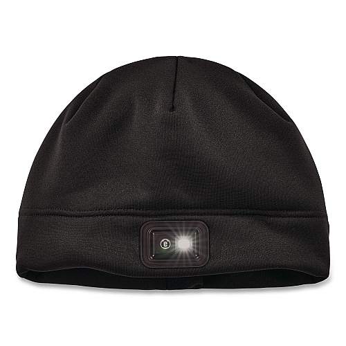 ergodyne N-Ferno 6801 Winter Skull Cap with LED Rechargeable Light, Fleece, One Size Fits Most, Black (16792)