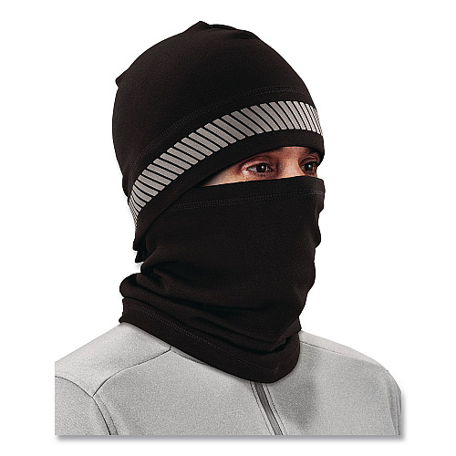 ergodyne N-Ferno 6831 Reflective Balaclava Face Mask 3-in-1, Polyester, One Size Fits Most, Black (16861)
