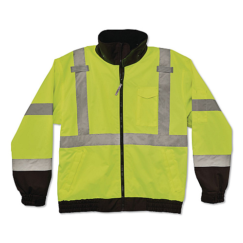 ergodyne GloWear 8379 Class 3 Hi-Vis Fleece Lined Bomber Jacket, X-Small, Lime (24471)