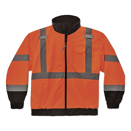 ergodyne GloWear 8379 Class 3 Hi-Vis Fleece Lined Bomber Jacket, X-Small, Orange (24461)