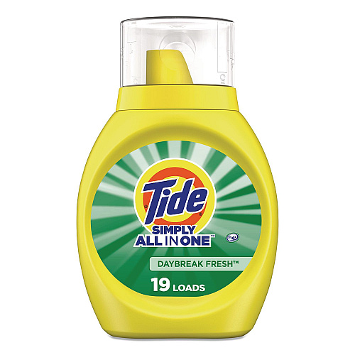 Tide Simply All-In-One Liquid Laundry Detergent, Daybreak Fresh Scent, 25 oz Bottle, 6/Carton (90391)