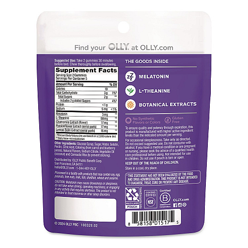 OLLY Sleep Gummy, Blackberry Zen, 10/Pack (1517)