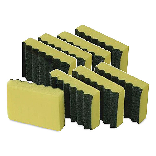 Quickie Heavy-Duty Scrubber Sponge, 4 x 2.5, 1" Thick, Yellow/Green, 6/Pack (2052220)
