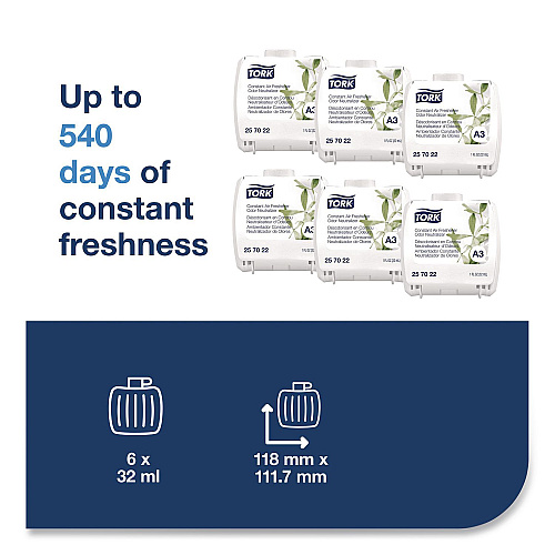 Tork Constant Air Freshener Refill, Breeze, 32 mL, 6/Carton (257020)