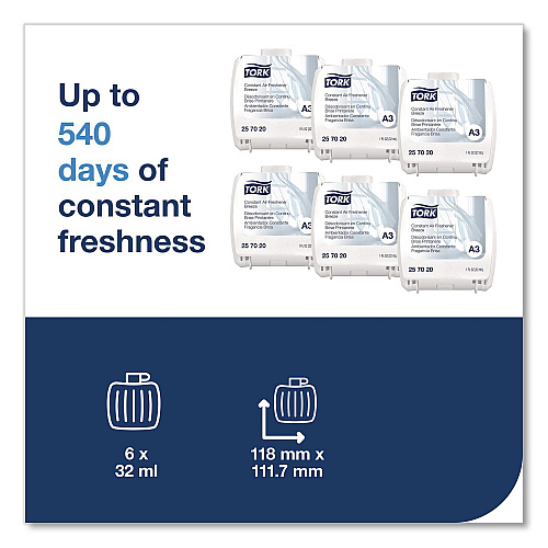 Tork Constant Air Freshener Refill, Blossom, 32 mL, 6/Carton (257021)