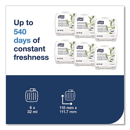 Tork Constant Air Freshener Refill, Blossom, 32 mL, 6/Carton (257021)