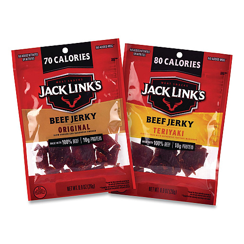Jack Links Beef Jerky Variety Pack, Original/Teriyaki, 8.1 oz Bag, 9/Carton (22002688)