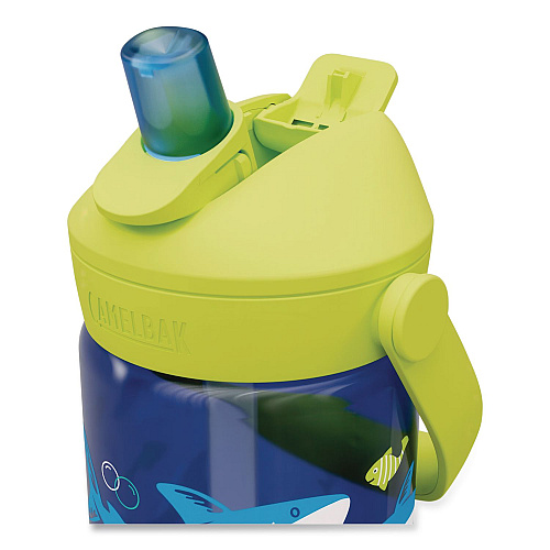 CamelBak Thrive FlipStraw Plastic Water Bottle, 14 oz, Sharks and Rays Design, Blue/Yellow (2860403041)