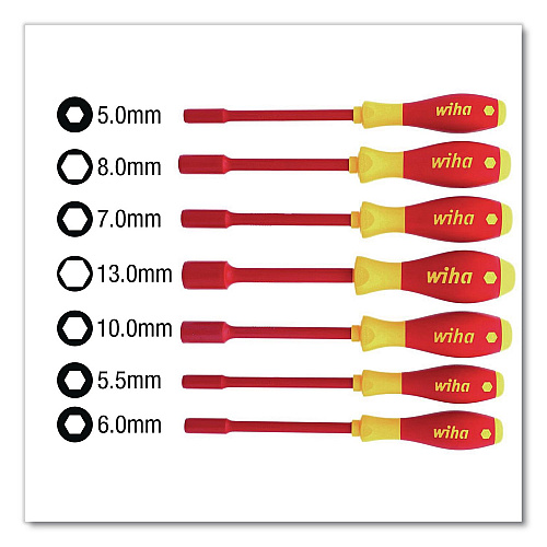 Wiha 7-Piece Insulated SoftFinish Metric Nut Driver Set (32293)