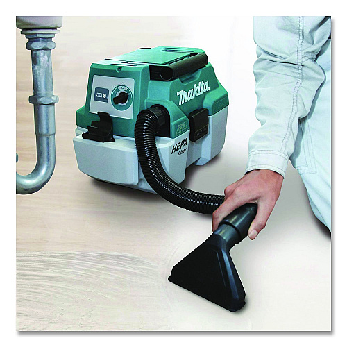 Makita LXT 18 V Li-Ion HEPA Dust Extractor/Vacuum (Tool Only), 2 gal Tank Capacity, Black/Teal/White (XCV11Z)