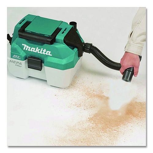 Makita LXT 18 V Li-Ion HEPA Dust Extractor/Vacuum (Tool Only), 2 gal Tank Capacity, Black/Teal/White (XCV11Z)