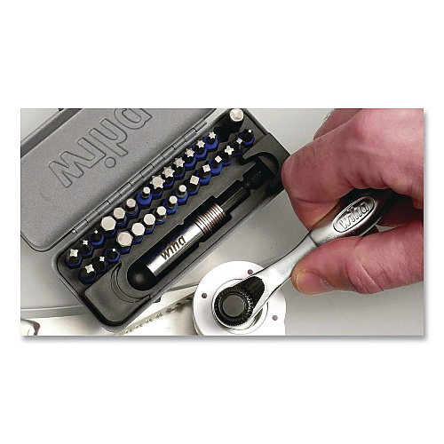 Wiha 32-Piece GoBox TerminatorBlue Impact Bit Set with Mini Ratchet (76889)